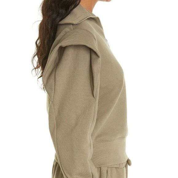 New FRAME shoulder detail half zip sweatshirt in military - Picture 5 of 11